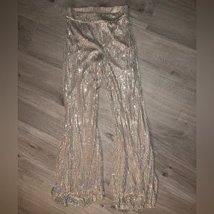 SEQUIN FLARE PANTS